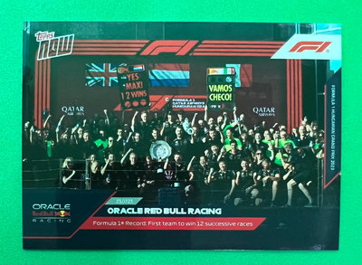 Topps Now - F1 2023 紀錄卡: ORACLE RED BULL RACING 匈牙利站 紅牛車隊第一支連續 12 場比賽獲勝的車隊