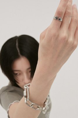 100％原廠 韓國設計師品牌代購A PIECE OF CAKE小熊元素字母可調節開口戒指