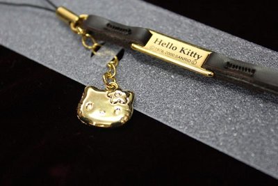☆日本進口，Hello Kitty 24K純金鍍&amp;SV1000純銀  絕版手機吊飾