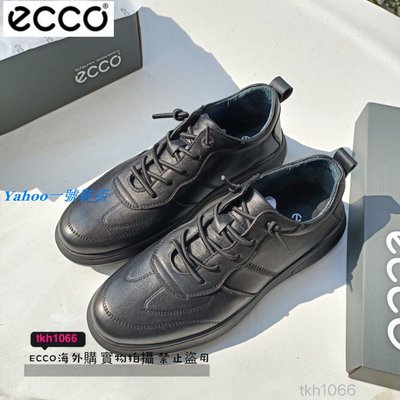 Ｙａｈｏｏ一號鞋店　特賣 ECCO愛步男士休閒皮 鞋懶人一腳蹬鬆緊帶休閒鞋38-44