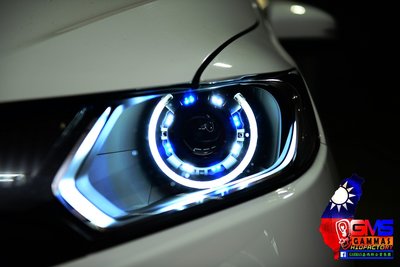 GAMMAS-HID 台中廠嘉瑪斯 HONDA FIT PVC 光圈 LED 天使眼 GMS6代遠近魚眼 燻黑飾圈