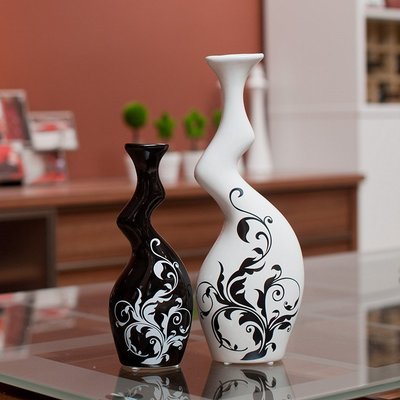 INPHIC-家居時尚裝飾品擺設 歐式陶瓷工藝品擺件 黑白抽象簡約花瓶