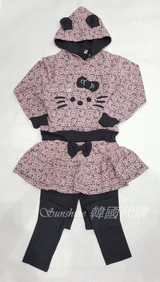 賠錢出清最後一套 韓國製 女童裝 童裝 HELLO KITTY  凱蒂貓 連帽 蕾絲 套裝 上衣 褲子