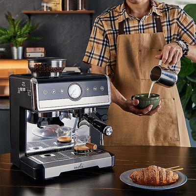 【現貨】咖啡機雙鍋爐商用意式半自動咖啡機家用小型一體機研磨一體