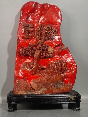 特賣-雞血石手工雕刻【61號】長14厘米  寬21.5厘米  高38.5厘米  重量5.77公斤1151