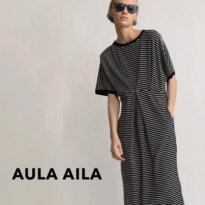 SHINY SPO 獨家代理日本設計師品牌AULA AILA 異材質拼接落肩前後打褶腰身設計後小鏤空兩側口袋下擺拉鍊特殊剪裁長洋裝