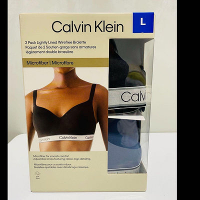 Costco 好市多 Calvin Klein 女無鋼圈內衣2入組  L號 （黑/藍色）