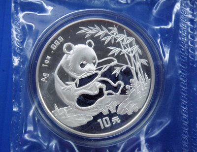~知名度~中國1994年1盎司 Ag999  熊貓銀幣~原封新品