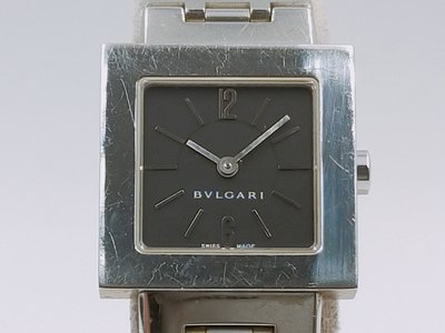 【發條盒子H1030】BVLGARI 寶格麗 Quadrato系列 方形不銹鋼石英 經典鍊帶女錶款 原廠單