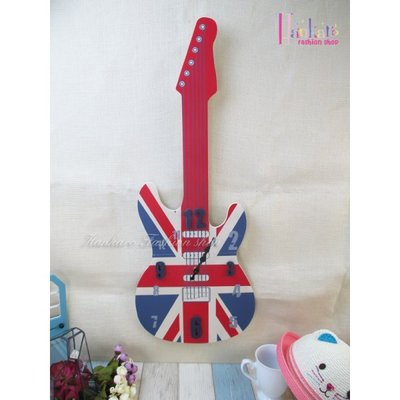 英國國旗木質創意吉他造型時鐘