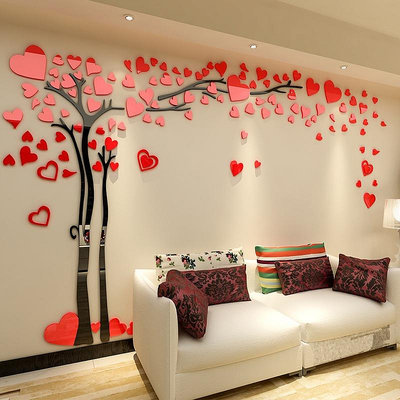 【DAORUI】愛心情侶樹壁貼 壓克力壁貼 3D立體牆紙 電視沙發背景牆壁貼 溫馨牆面裝飾