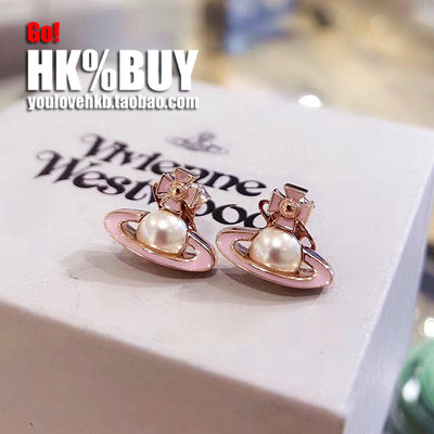 ❤奢品匯正品代購❤香港Vivienne Westwood西太后土星新水晶半立體簡約珍珠耳釘