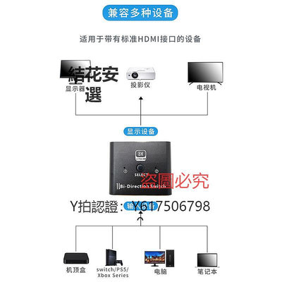 切換器 2.1版hdmi切換器2進1出8k高清ps5/xbox電腦連接4k120hz顯示器電視