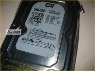 JULE 3C會社-威騰WD 黑標 WD5003AZEX 500GB 500G 雙核電競/64M/未拆/SATA3 硬碟