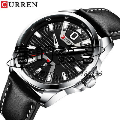 手錶CURREN卡瑞恩 新款8379男表歐美流行男士腕表休閑皮帶防水石英表