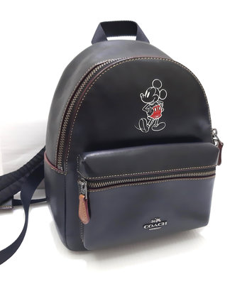 Coach X 迪士尼 限量聯名款正品 F59837 米奇 黑色皮革 迷你 後背包