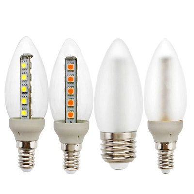 led燭燈泡3W節能燈e14 螺口尖泡E27螺旋超亮LED吊燈壁燈暖白