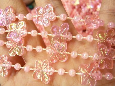做門簾;花束;婚禮小物材料--K07~~~10mm花型+3mm透明粉珍珠鏈