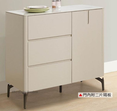 【N D Furniture】台南在地家具-RUBY黑色金屬腳MDF烤漆塗裝100cm岩板收納櫃餐櫃YH