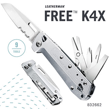 【EMS軍】LEATHERMAN FREE K4X 多功能工具折刀(半齒刃/銀色握柄)(公司貨)#832662