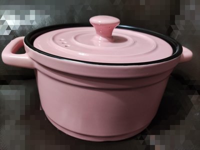 唯雅尚派 彩色陶瓷砂鍋3000ml 粉紅色 耐熱陶瓷燉鍋