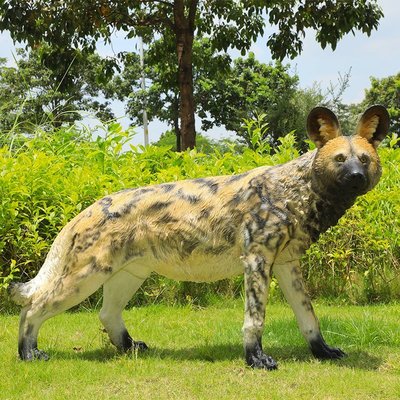 仿真大型雕塑戶外玻璃鋼斑鬣狗擺件森林公園動物模型草坪裝飾造景超夯 精品
