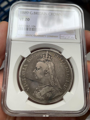 二手 NGC VF20 1889年英國維多利亞高冠馬劍銀幣 紀念幣 銀幣 銅幣【奇摩錢幣】1111