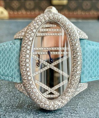 專櫃正品 CHOPARD 蕭邦 高端珠寶系列 18K白金 滿天星 原鑲鑽 40mm 腕錶（近新福利品！優惠出清換現金）