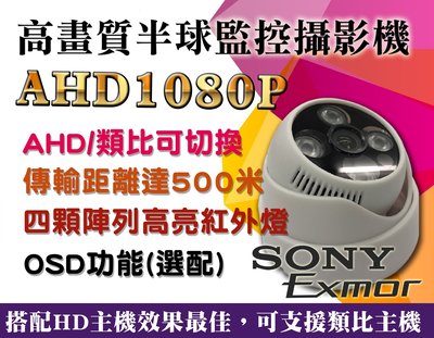 【高畫質半球監控攝影機】高清AHD 1080P高畫質 監視器 攝影機 SONYExmor晶片 三泰利專業監視器批發