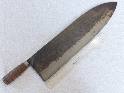 早期鐵製鯊魚刀.大魚刀(2)~~木柄~~興隆~~總長約55.7CM