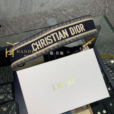 【翰貝格名牌館】全新真品 Christian Dior 深藍 帆布 刺繡 替換 寬 肩背帶 S8540CBTE 預購