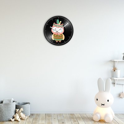 壁鐘墻面裝飾 教室 兒童臥室 貓頭鷹 創意唱片鐘 個性現貨