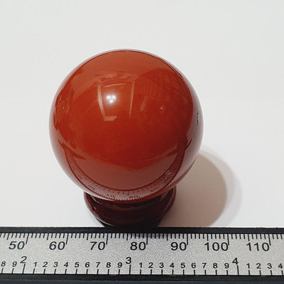 37.6mm 紅碧玉球 +木底座 水晶球 礦石球 擺飾  收藏 禮物