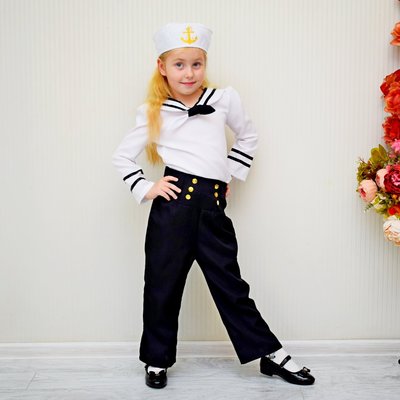氣質女孩船上游戲海軍水手制服孩子們超酷的萬圣節服裝套裝