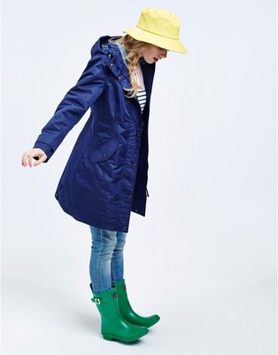 Miolla 英國品牌Joules 海軍藍內里花朵防風防水鋪薄棉挺立版型外套