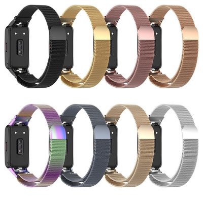 適用於華為 Band6 Honor Band 6 錶帶和表扣錶帶磁性扣錶帶腕帶環不銹鋼錶帶
