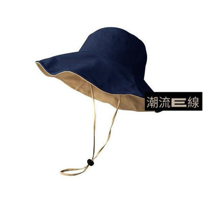 韓版小清新大帽沿雙面遮陽帽(藏青+駝色)1入-潮流e線