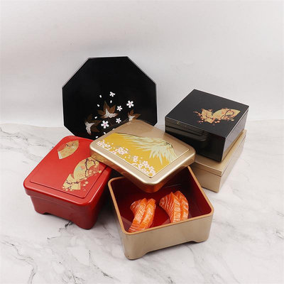 日式鰻魚飯盒紅黑色壽司塑料盒子日韓餐廳酒店料理便當盒擺台餐具