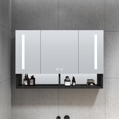 【熱賣精選】 太空鋁智能浴室鏡柜單獨掛墻式鏡箱衛生間洗手間鏡子帶置物架一體