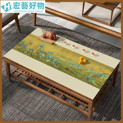 新中式桌布防油防水免洗皮革桌墊pvc中國風茶幾桌辦公室書桌面墊-宏藝好物