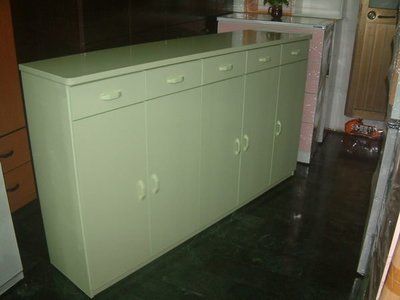 【塑鋼舒美櫥櫃設計~訂做】~不怕水.不長白蟻~蘋果綠色~餐廳廚房用~塑鋼收納電器櫃~