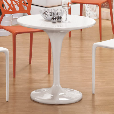 【在地人傢俱】22 美麗購-珍尼絲全白色玻璃纖維2.3尺圓桌/餐桌/休閒桌 CM545-1