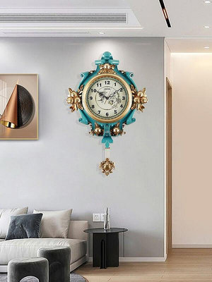 歐式客廳掛鐘代靜音時尚石英鐘個性家用創意鐘表復古裝飾墻壁鐘
