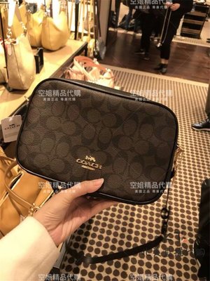 空姐精品代購 COACH 68168 春夏熱賣新款 PVC拼牛皮 女士雙拉鏈 相機包 單肩斜挎 側背女包 附購證下標送禮