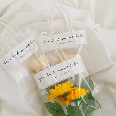 單支玫瑰花包裝袋ins小花束包裝材料袋 網紅鮮花透明手提花袋成品