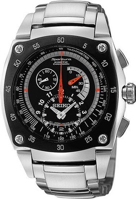SEIKO Sportura 精悍人動電能計時腕錶(黑/46mm)7L22-0AM0D 驚喜價絕版品值得收藏