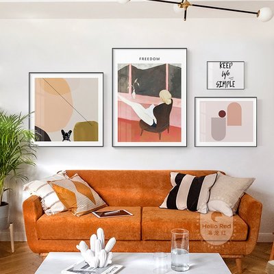 特賣-客廳組合掛畫網紅墻面個性北歐輕奢抽象沙發背景墻小眾藝術裝飾畫
