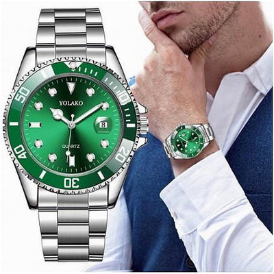 男士手錶夜光勞力士綠鬼元素商務不銹鋼錶帶時尚男士石英表