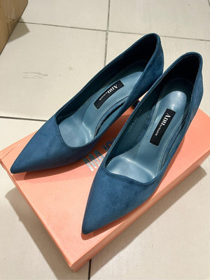 Major Made簡約時尚藍色麂皮高跟鞋