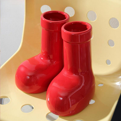 大紅鞋子陶瓷花瓶 高級ins風高顔值插花擺件 可愛花器